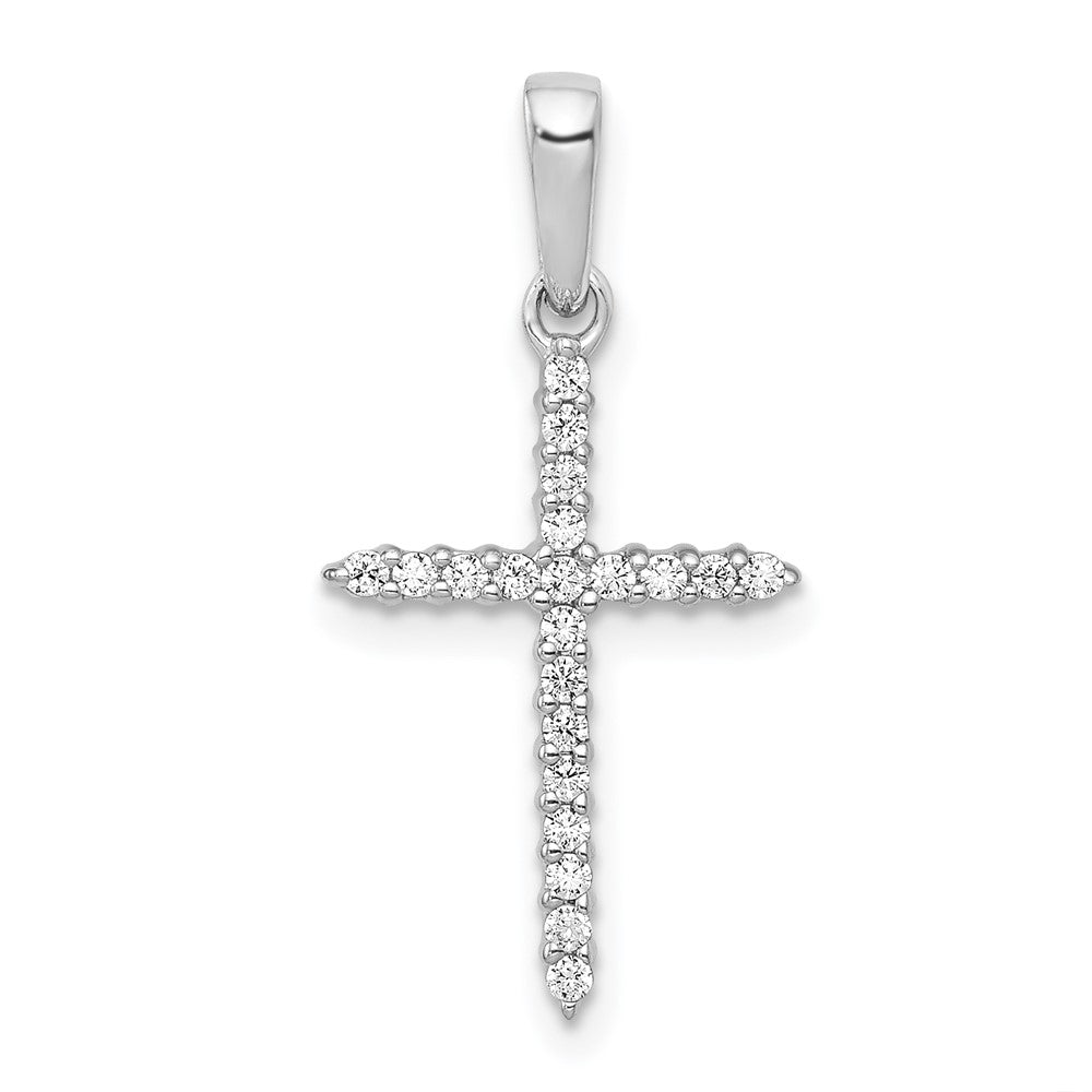 14k White Gold 1/6 carat Diamond Cross Pendant, 0.168 ct, 23.5 x 12 mm