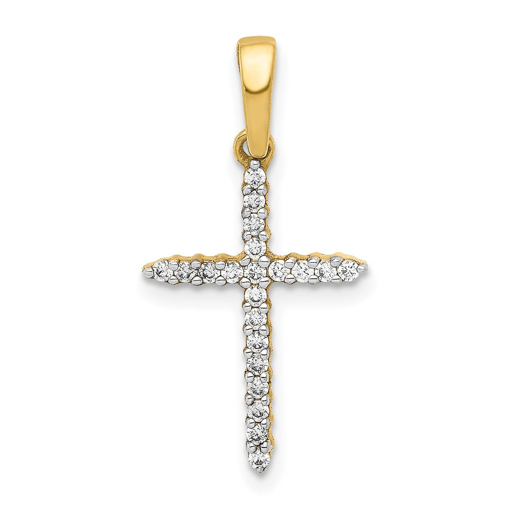 14k 1/6 carat Diamond Cross Pendant, 0.168 ct, 23.5 x 12 mm