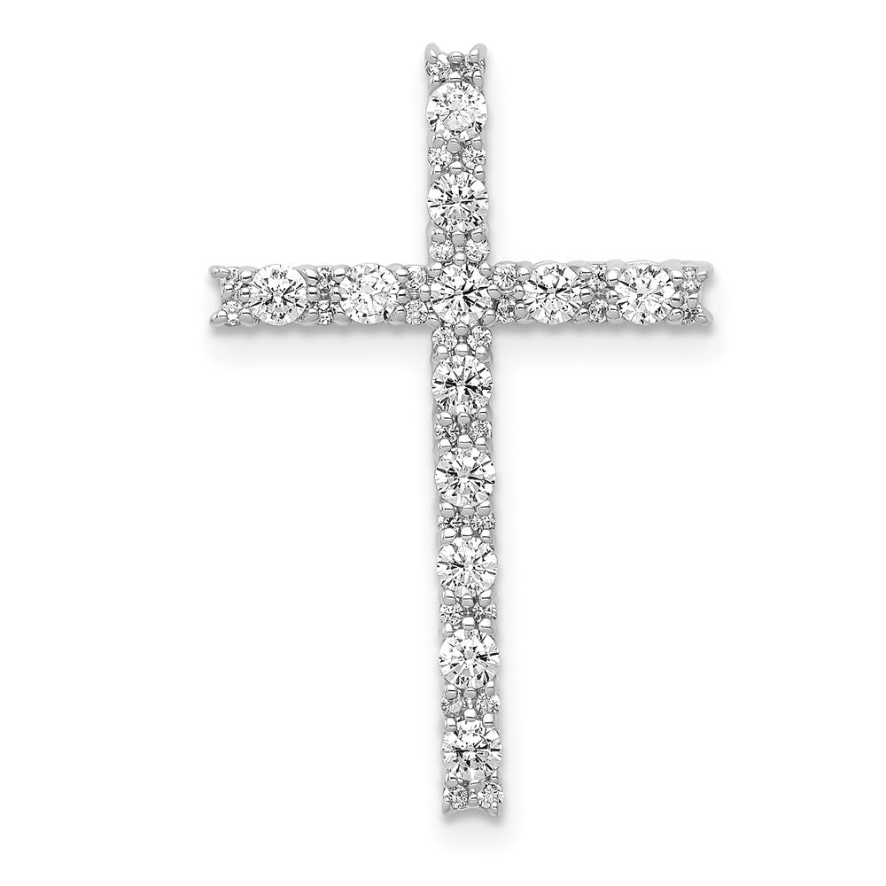 14k White Gold 1/2 carat Diamond Latin Cross Chain Slide, 0.51 ct, 25.5 x 16.5 mm