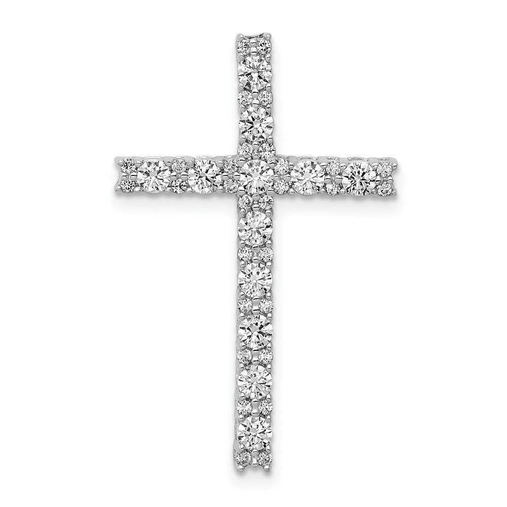 14k White Gold 3/4 carat Diamond Latin Cross Chain Slide, 0.75 ct, 30 x 19 mm