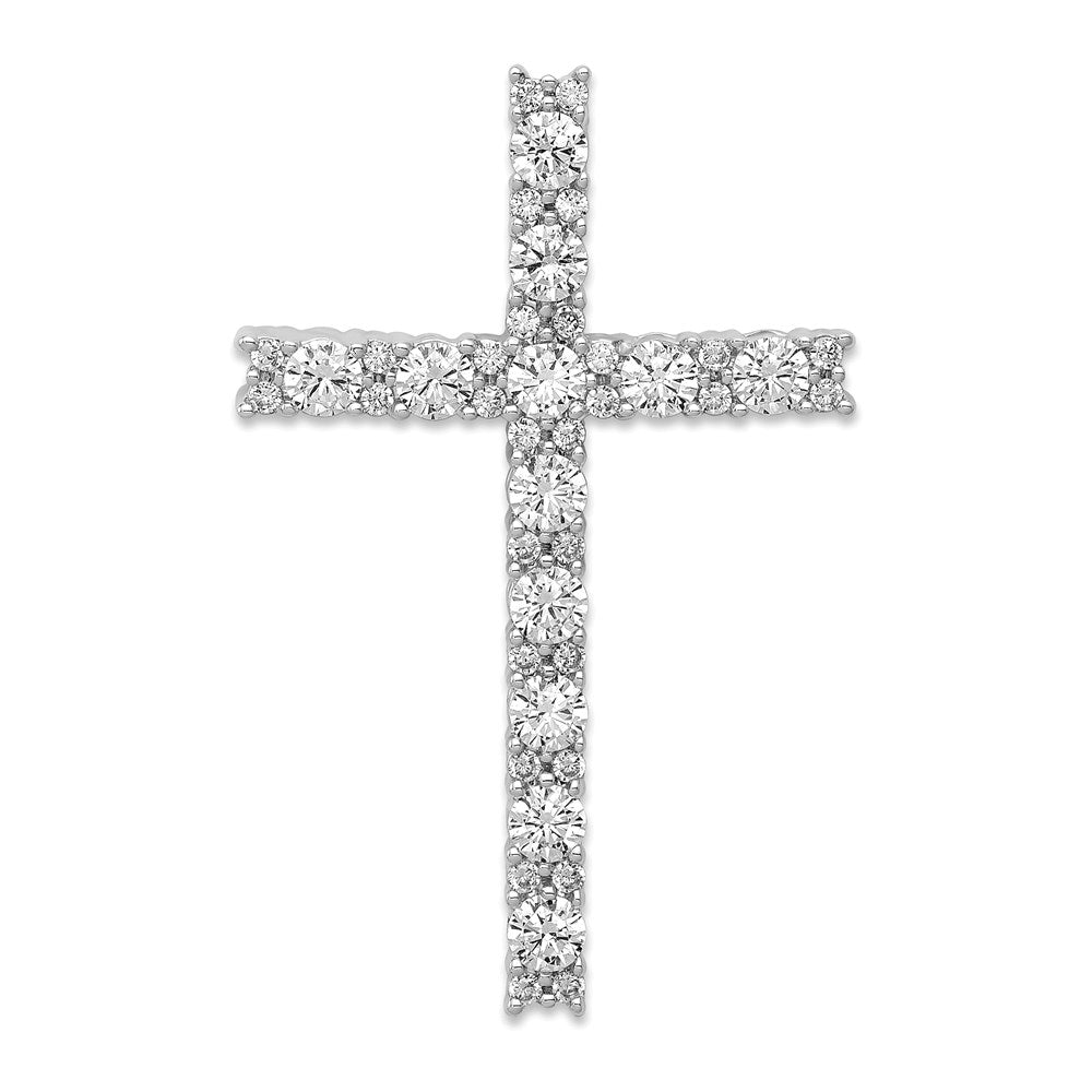 14k White Gold 1 carat Diamond Latin Cross Chain Slide, 1.02 ct, 32 x 21 mm