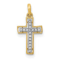 14k and White Rhodium 1/20 carat Diamond Cross Pendant, 0.051 ct, 21.5 x 8 mm