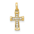 14k Small 1/20 carat Diamond Latin Cross Pendant, 0.052 ct, 16 x 7 mm