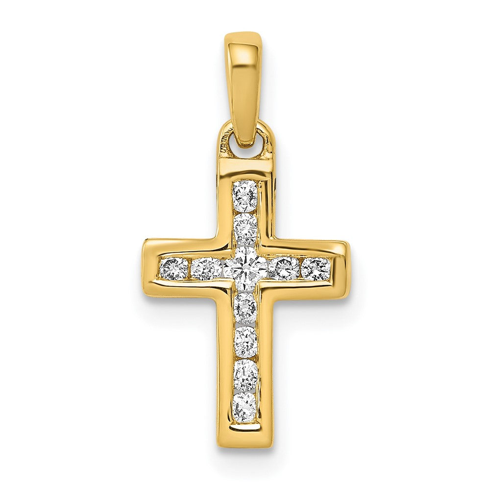 14k 1/6 carat Diamond Latin Cross Pendant, 0.155 ct, 19 x 10 mm