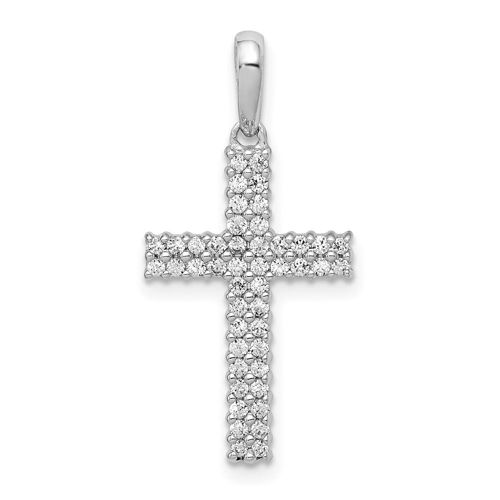 14k White Gold 1/4 carat Diamond Cross Pendant, 0.27 ct, 26 x 12.5 mm