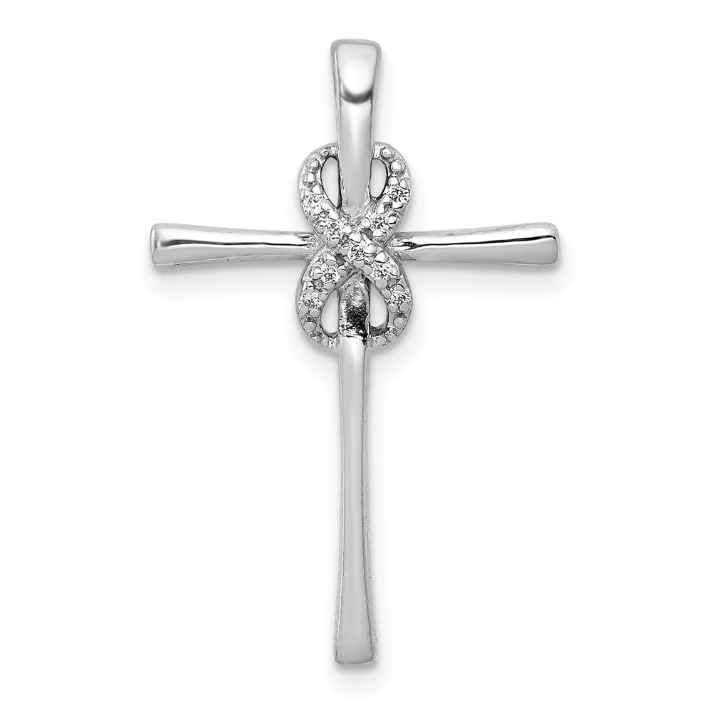 14k White Gold .03 carat Diamond Infinity Cross Chain Slide, 0.036 ct, 25.5 x 17 mm