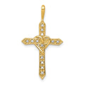 14k 1/10 carat AA Diamond Heart Cross Pendant, 0.091 ct, 30 x 16.5 mm