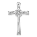 14k White Gold 1/15 carat Vibrant Moving Diamond Cross Chain Slide, 0.08 ct, 29 x 18 mm