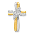 14k Two-tone 1/20 carat Diamond Cross Omega Slide Pendant, 0.06 ct, 27 x 17 mm