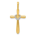14k 1/10 carat Diamond Cross with Heart Pendant, 0.009 ct, 30.5 x 14.5 mm