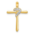 14k .02 carat Diamond Heart Cross Chain Slide, 0.02 ct, 23 x 16 mm