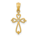 14k Diamond Accented Cross Pendant, 0.01 ct, 21.5 x 10 mm