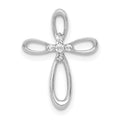 14k White Gold 1/20 carat Diamond Cross Chain Slide, 0.047 ct, 19 x 14 mm