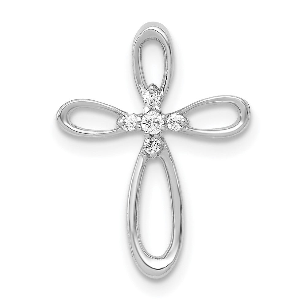14k White Gold 1/20 carat Diamond Cross Chain Slide, 0.047 ct, 19 x 14 mm