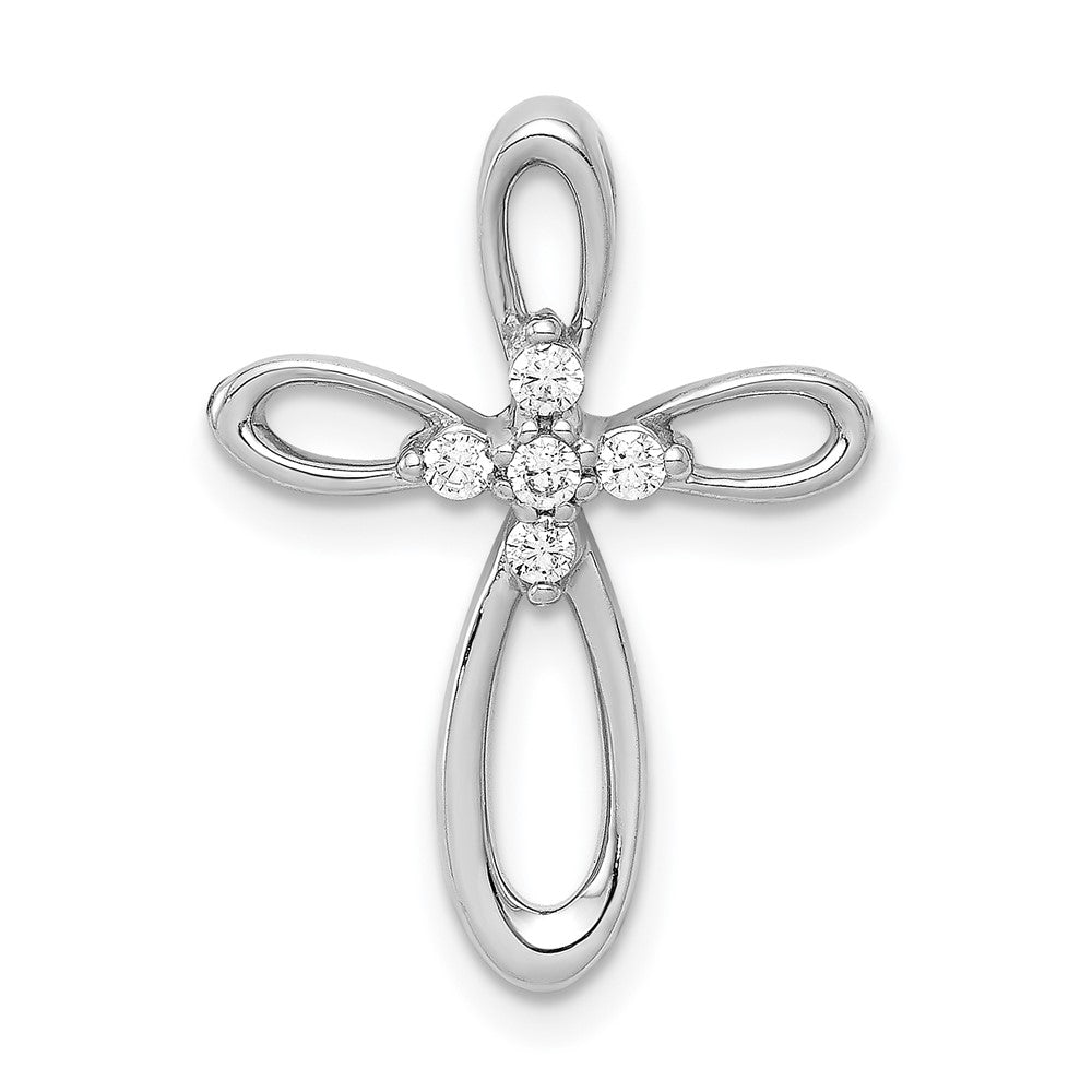 14k White Gold 1/10 carat Diamond Cross Chain Slide, 0.105 ct, 21.5 x 15.5 mm