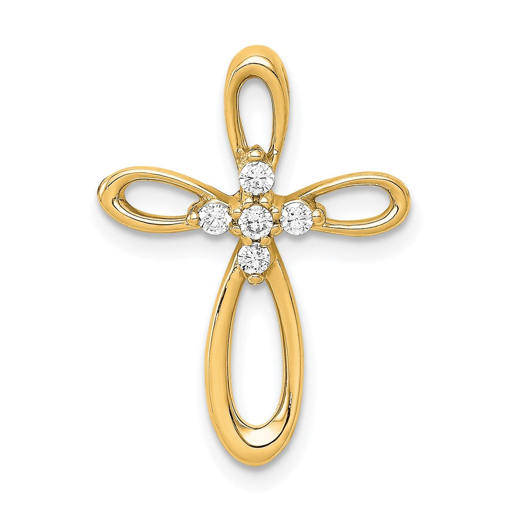 14k 1/10 carat Diamond Cross Chain Slide, 0.105 ct, 21.5 x 15.5 mm