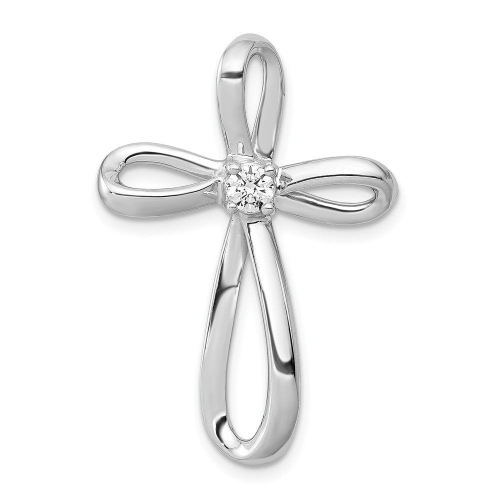 14k White Gold 1/6 carat Diamond Cross Omega Slide Pendant, 0.153 ct, 31 x 21.5 mm