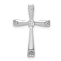 14k White Gold 1/10 carat Diamond Cross Chain Slide, 0.1 ct, 25 x 17 mm