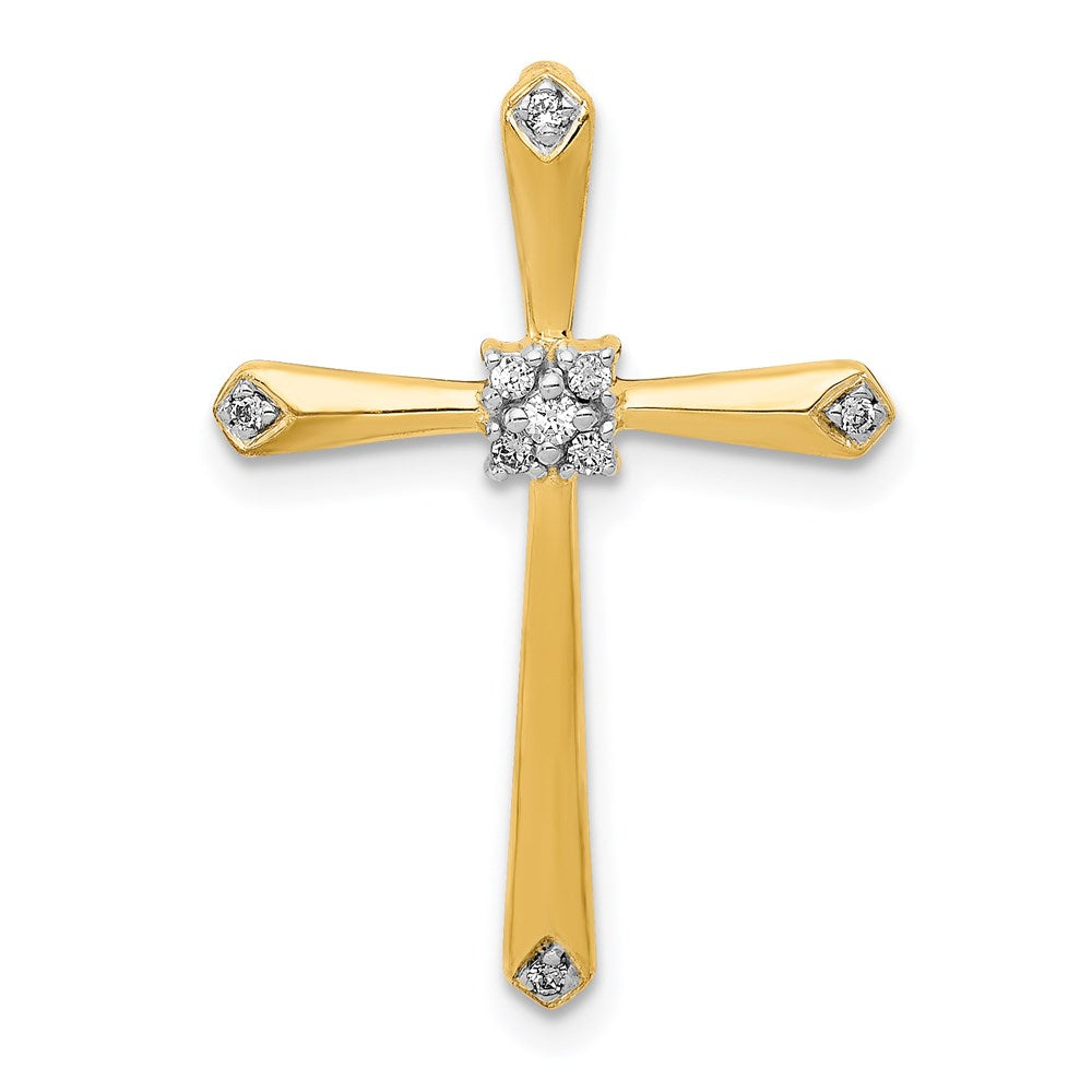 14k and White Rhodium 1/20 carat Diamond Cross Chain Slide, 0.056 ct, 25 x 17 mm