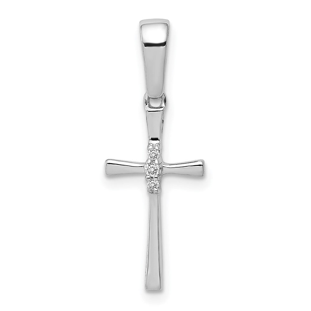 14k White Gold .02 carat Diamond Cross Pendant, 0.02 ct, 16.5 x 9 mm
