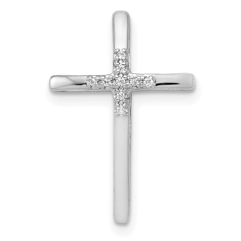 14k White Gold .03 carat Diamond Cross Chain Slide, 0.027 ct, 20 x 13.5 mm