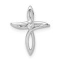 14k White Gold AA Diamond Cross Chain Slide, 0.02 ct, 16.5 x 12.5 mm