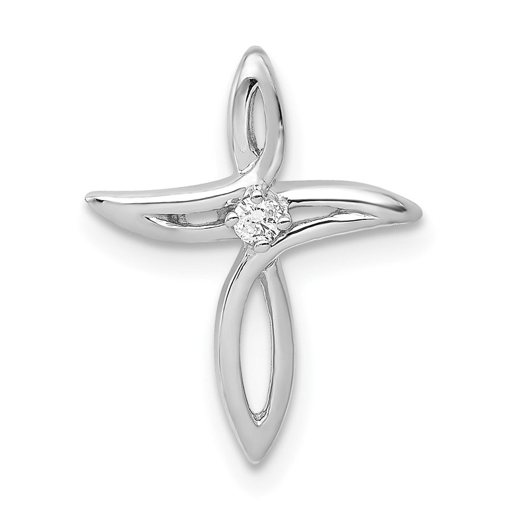 14k White Gold AA Diamond Cross Chain Slide, 0.02 ct, 16.5 x 12.5 mm