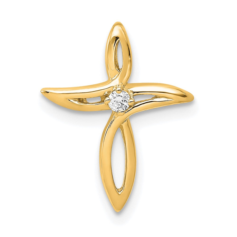 14k AA Diamond Cross Chain Slide, 0.02 ct, 16.5 x 12.5 mm