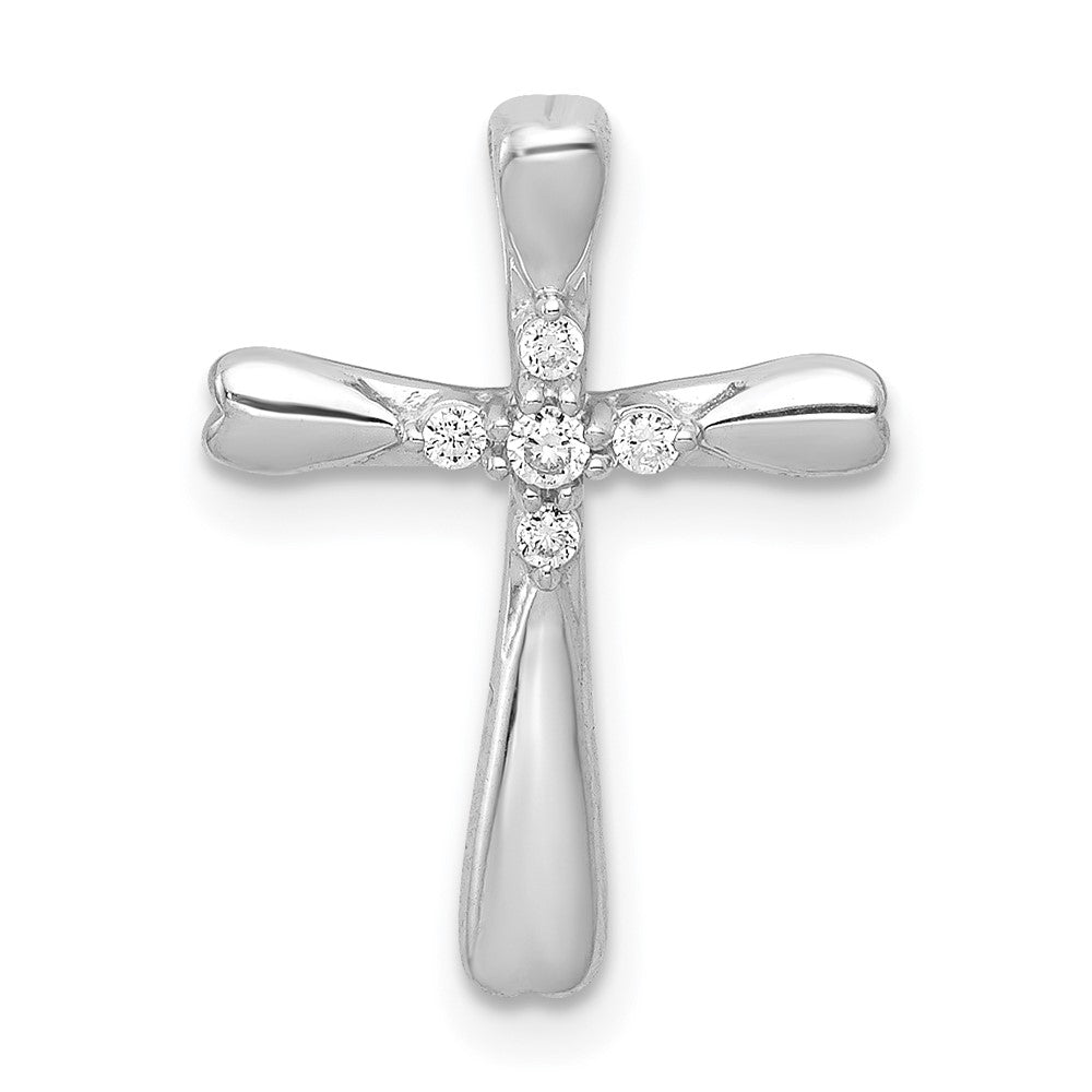 14k White Gold 1/20 carat Diamond 5-Stone Cross Chain Slide, 0.047 ct, 17 x 13 mm