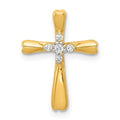 14k 1/20 carat Diamond 5-Stone Cross Chain Slide, 0.047 ct, 17 x 13 mm
