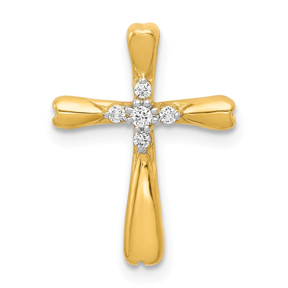 14k 1/20 carat Diamond 5-Stone Cross Chain Slide, 0.047 ct, 17 x 13 mm