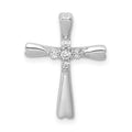 14k White Gold 1/6 carat Diamond 5-Stone Cross Chain Slide, 0.11 ct, 20 x 15 mm