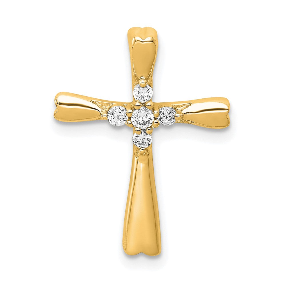 14k 1/6 carat Diamond 5-Stone Cross Chain Slide, 0.11 ct, 20 x 15 mm