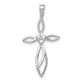 14k White Gold 3-Stone AA Diamond Cross Pendant, 0.045 ct, 30.5 x 15.5 mm