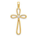 14k AA Diamond Loop Cross Pendant, 0.05 ct, 30.5 x 15 mm