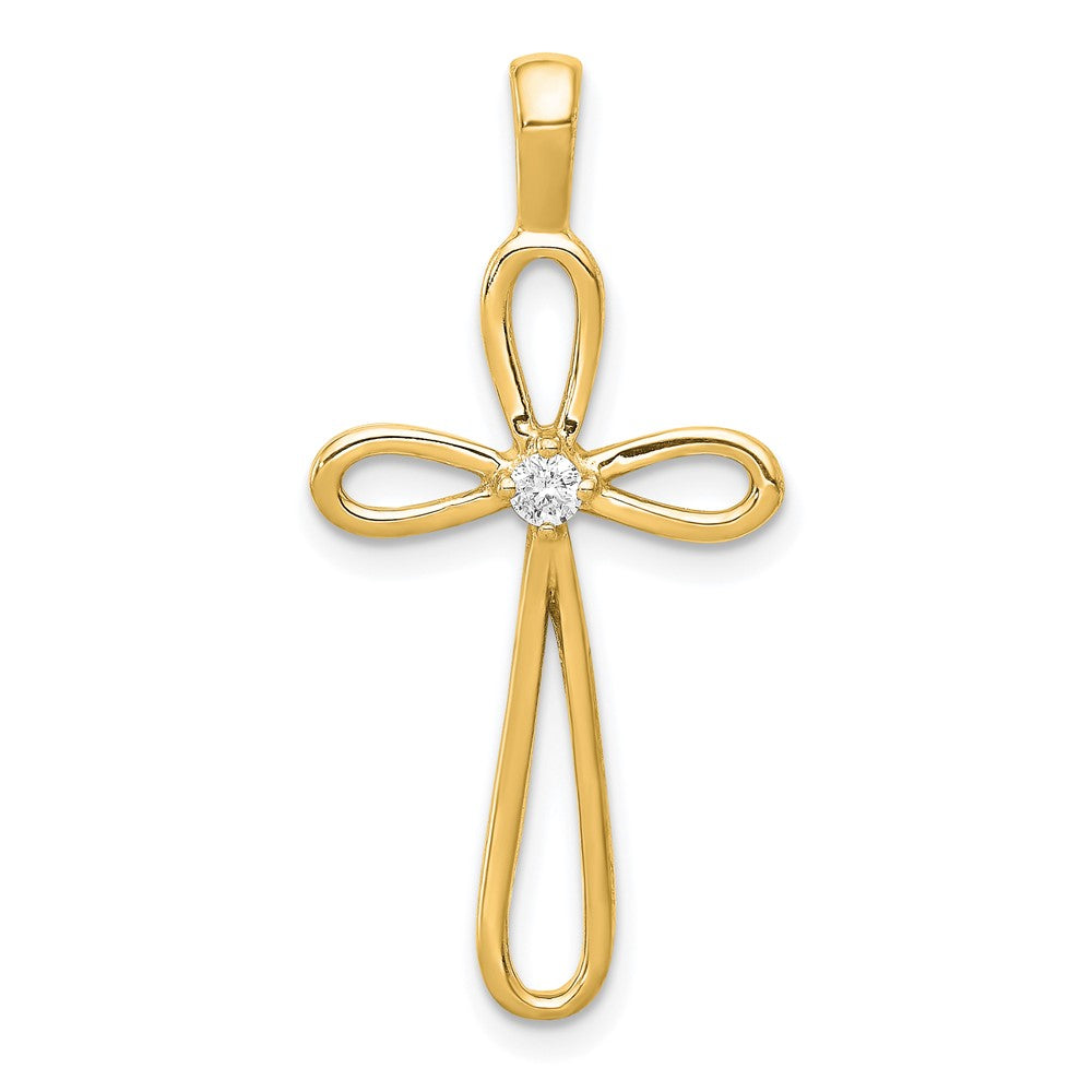 14k AA Diamond Loop Cross Pendant, 0.05 ct, 30.5 x 15 mm