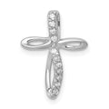 14k White Gold 1!5 carat AA Diamond Cross Chain Slide, 0.088 ct, 17 x 12.5 mm