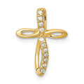 14k 1/15 carat AA Diamond Cross Chain Slide, 0.077 ct, 17 x 12.5 mm