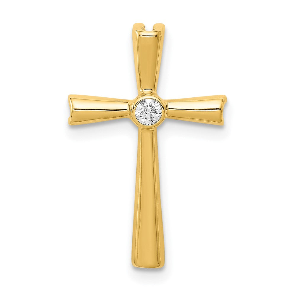 14k 1/20 carat AA Diamond Cross Chain Slide, 0.041 ct, 20.5 x 13 mm