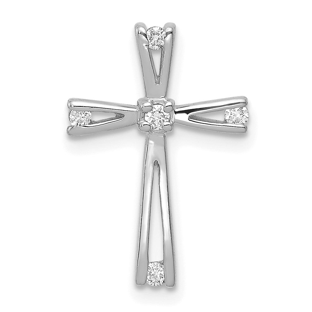 14k White Gold 1/15 carat AA Diamond Cross Pendant, 0.08 ct, 18 x 12 mm