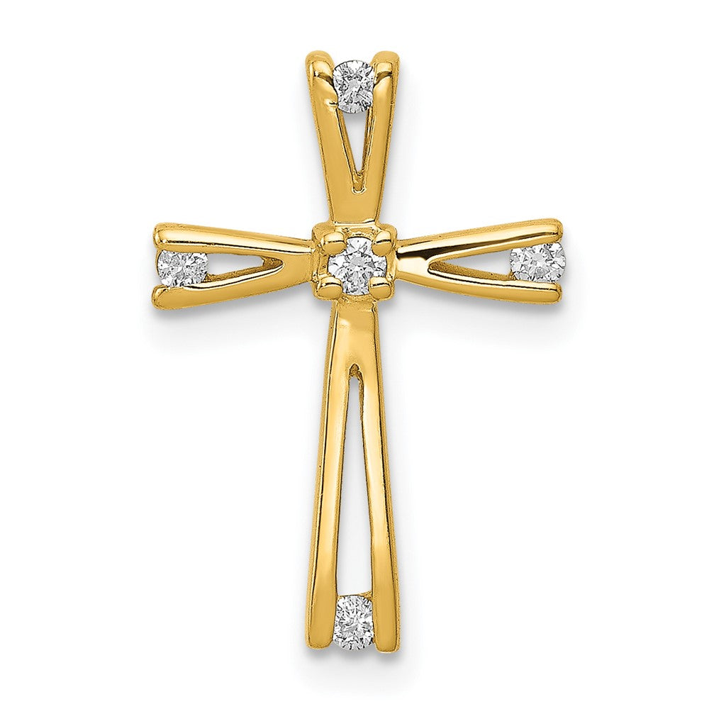 14k 1/15 carat AA Diamond Cross Chain Slide, 0.08 ct, 18 x 12 mm