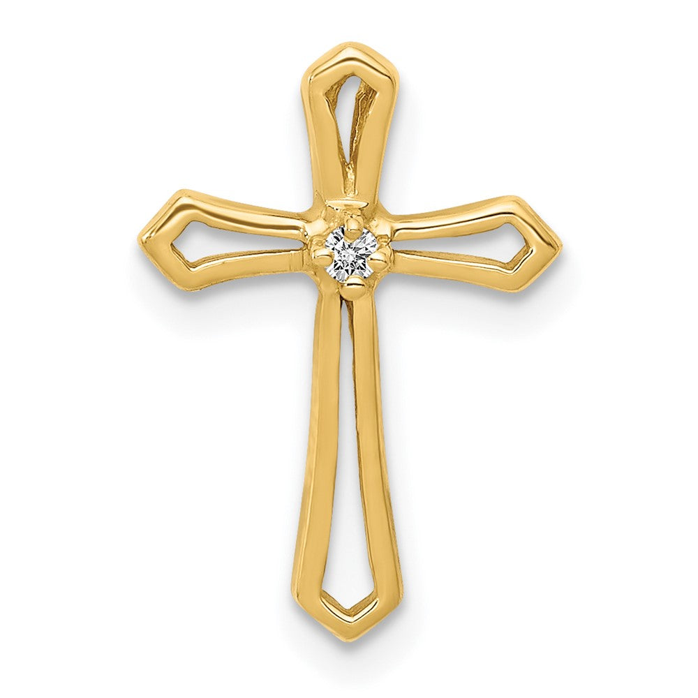 14k AA Diamond Cross Chain Slide, 0.015 ct, 16.5 x 11 mm