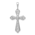 14k White Gold AA Diamond Passion Cross Pendant, 0.004 ct, 28 x 14 mm
