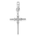 14k White Gold .01 carat Diamond Polished Cross Pendant, 0.01 ct, 23 x 11.5 mm