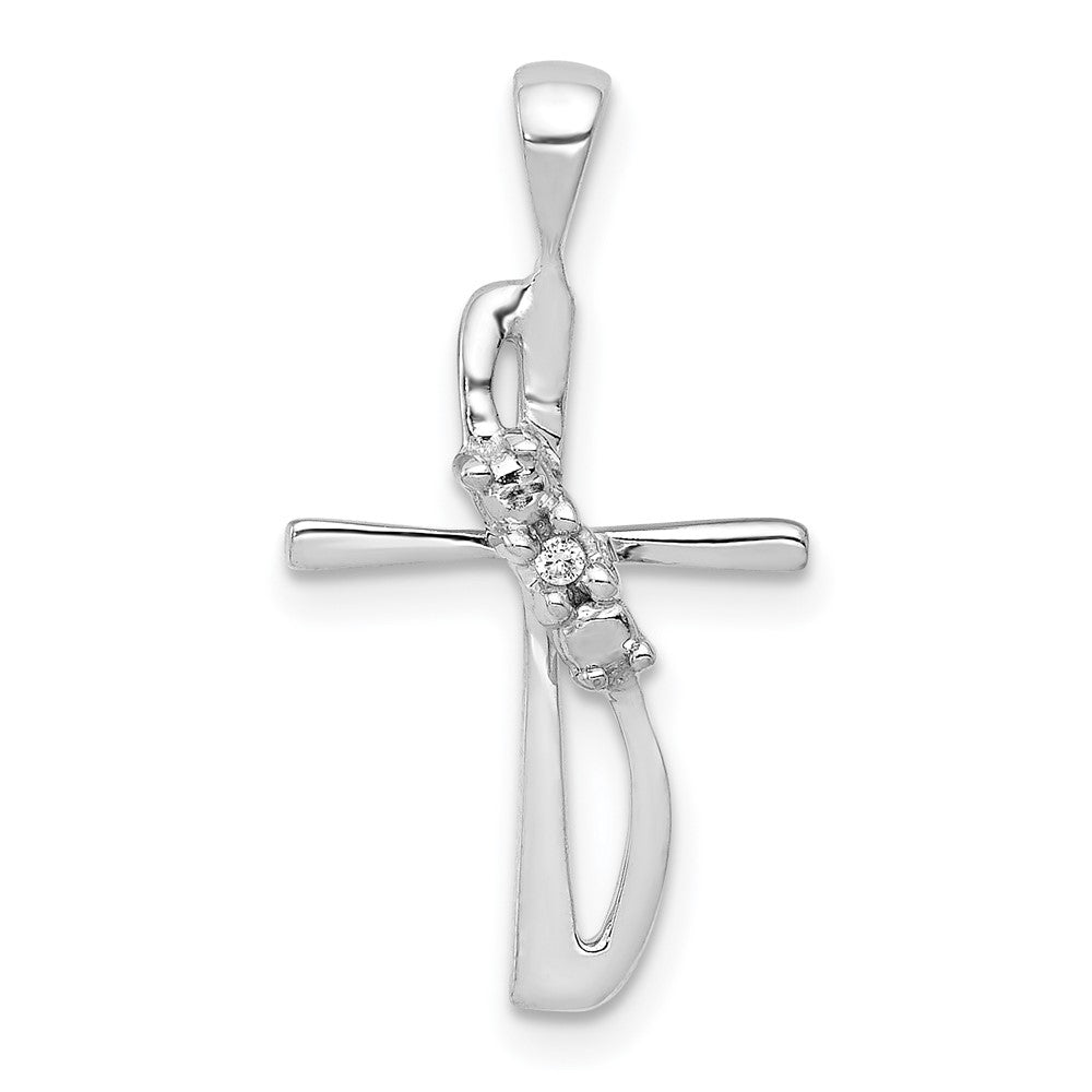 14k White Gold .01 carat Diamond Cross Pendant, 0.01 ct, 23.5 x 12.5 mm