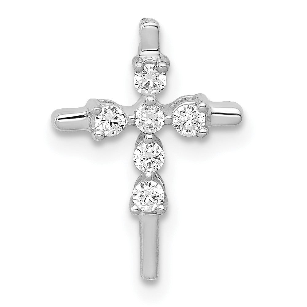 14k White Gold 1/6 carat Diamond Cross Chain Slide, 0.125 ct, 14.5 x 10.5 mm