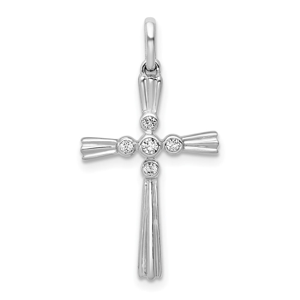 14k White Gold 1/15 carat Diamond Cross Pendant, 0.068 ct, 28.5 x 15 mm