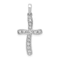 14k White Gold 1/8 carat Diamond Curved Cross Pendant, 0.128 ct, 29.5 x 13.5 mm