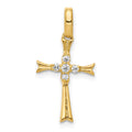 14k 1/15 carat Diamond Cross Pendant, 0.08 ct, 23 x 11.5 mm