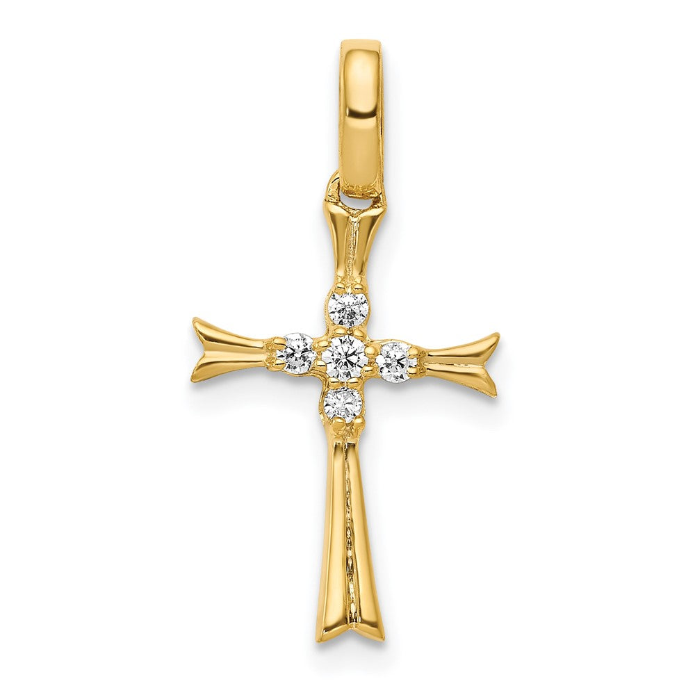14k 1/15 carat Diamond Cross Pendant, 0.08 ct, 23 x 11.5 mm